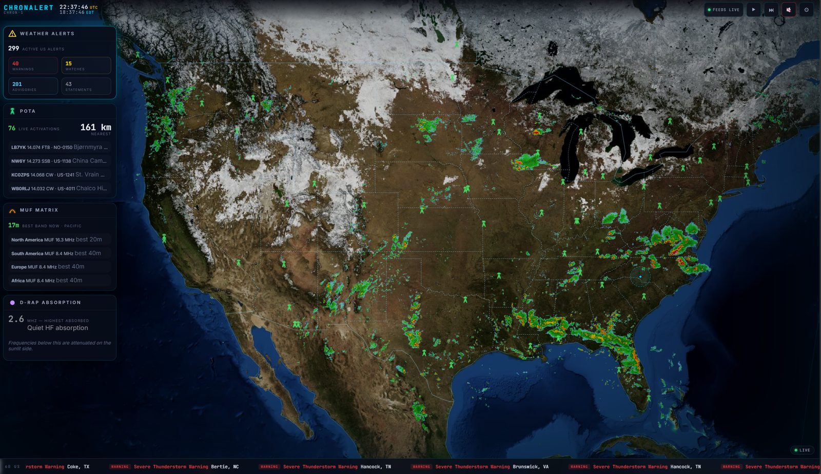 ChronAlert National view with live weather radar